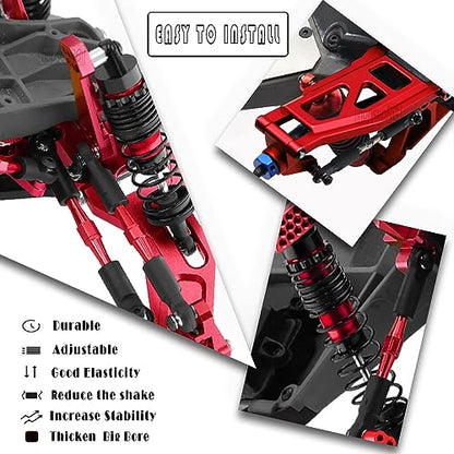 Upgrades for 1/10 Rustler/Slash/Stampede 4x4,RC Shocks&Steel Drive Shaft CVD&Adjustable Turnbuckles Camber Links&A Arm&Caster Block,Steering Blocks,Stub Axle Carriers,Wheel Hex&Hex Hub,Red - color: (1Set)Red