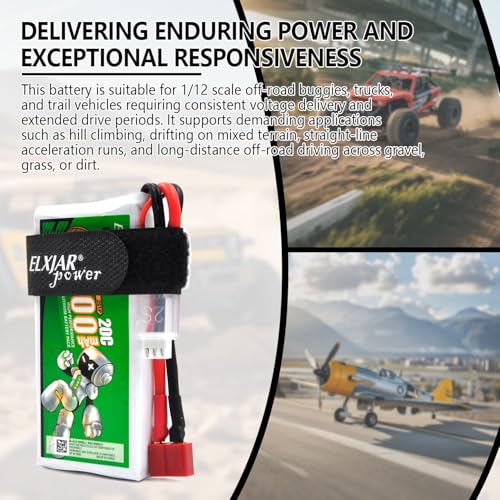 (2-Pack) 7.4V 2700mAh 20C Li-Po Battery for WLTOYS 12428, 12423, 12429 | 2S battery with T-Plug for compatible 1/12 RC cars; includes 2 balance chargers for convenient simultaneous charging.