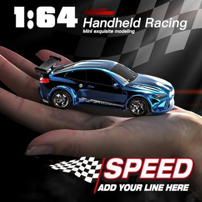 Desktop Mini Size 1:64 Scale 4WD RC Drift Car with Skill-Building Drift Control & LED Lights – Learn Drift Techniques, Fast Charge, Adjustable Throttle, 2.4GHz Remote – Blue - size: 1:64 Ocean Depth