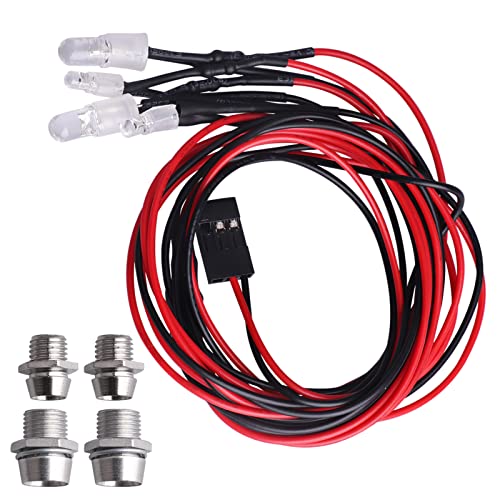 4 LEDs LED Light Headlights Taillight Kit Compatible with 1/8 1/10 Traxxas Arrma Redcat HSP Tamiya Axial SCX10 Losi RC Car Truck Tank Crawler Body Shell, 5 mm White & 3 mm Red Bulb