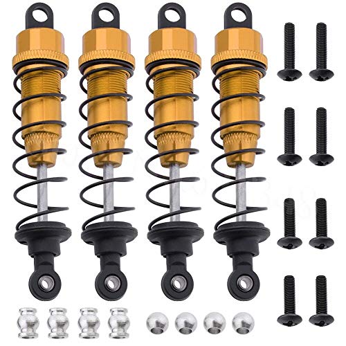 Replacement Part For 4pcs 1/10 Racing Desert Buggy 53625 80mm (eye To Eye) Aluminum Adjustable Shock Absorber RC Car Model Upgrade Parts - (Color: Titanium)