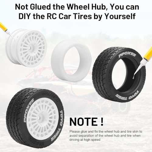 12mm Hex RC Car Tires and Wheels, daitoku 1/14 RC On-Road Drift Racing Tires for Tamiya M08/05/06 MF-01X - Style C (White) - style: Style C