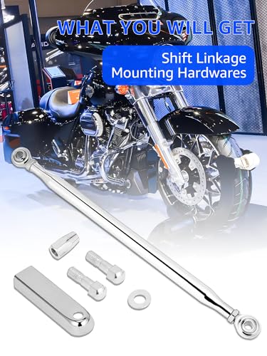 2026 Adjustable Shift Linkage Chrome, Shift Rod | Shifter Linkage, Compatible for Harley Davidson 1986-2024, Street Glide, Electra Glide, Road Glide, Tri Glide, Softail - color: Chrome