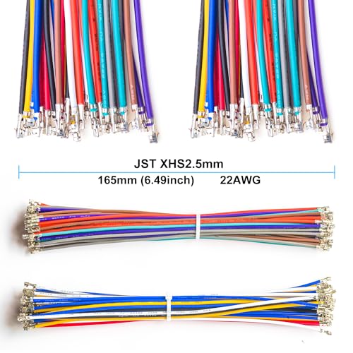 JST 2.54mm Connector with 22AWG Pre-Crimped Wire Kit, JST XHB Lock 2.54 2.54MM 2Pin 3Pin 4Pin 5Pin 6Pin 7Pin 8Pin 9Pin 10Pin Housing with 22AWG Wires for PCB Board & Electronics (JTS-2.5-XHB) - size: 2.5MM-XHB