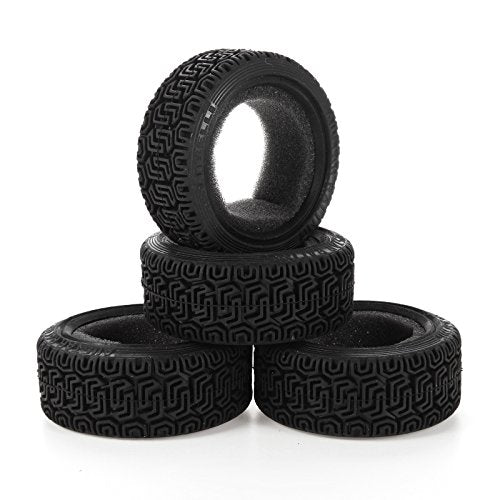 1/10 RC Car Racing Flat Run Sponge Insert Rubber Tyres 68mm Tires for 1:10 RC On Road Car Tamiya HSP HPI Kyosho RC Rally Car (Black) - color: Black