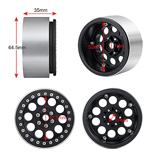 Benedict Harry 2.2" Beadlock Wheels Rim 35mm for 1/10 RC Axial SCX10 Wraith 90048 90018 RR10 TRX4 Crawler car (Black) - color: Black