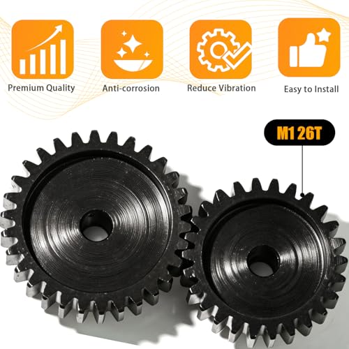 M1 Gear 26T 5mm Bore 3-Pack – High-Precision Hardened Steel Motor Pinion Gear for 1/8 1/10 RC Crawler, Monster Truck, Short Course Truck & Boat (Compatible with Traxxas Axial, FMS, HSP Redcat Losi) - style: M1 3Pcs 26T