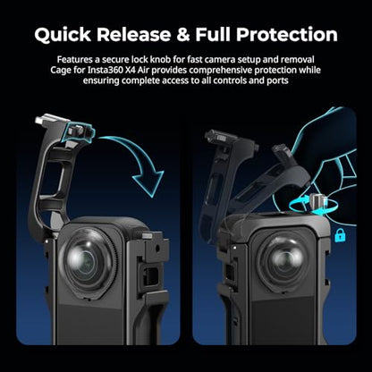 SMALLRIG Cage for Insta360 X4 Air Accessories, Aluminum Alloy Protective Case for Insta360 X4 Air Quick Release, Built-in Cold Shoe Mounts & 1/4" Threads, with Silicone Lens Cover - 5939 - style: for Insta360 X4 Air
