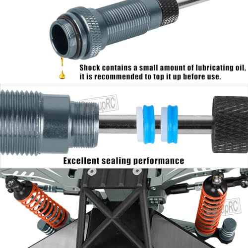 Upgrades Part Front Rear Assembled Full Metal Shocks Aluminum Big Bore RC Shocks Absorber Damper for 1/10 Slash/Rustler/Stampede/Bandit 4X4 4WD 2WD(VXL).Titanium(4PCS) - color: Titanium(4PCS)