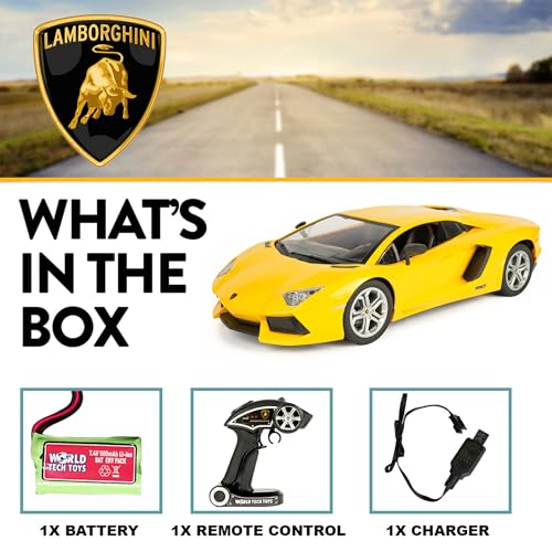Lamborghini Aventador 1:10 Remote Control Sports Car, 2.4GHz, Full-Function | Officially Licensed Model Measures 16 x 7.5 x 4 in, Includes Rechargeable Car Battery; Remote Needs 3 AA, Ages 6+