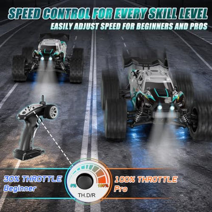 1:14 RC Cars for Adults & Teens, 50 KM/H 4WD Offroad Remote Control Car, 60 Mins Runtime, All-Terrain Fast RC Truck with Two 2000mAh Rechargeable Batteries