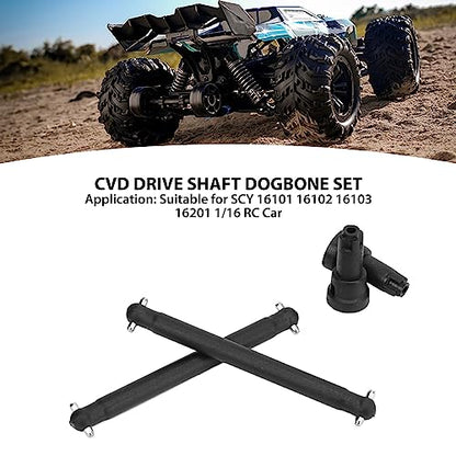 Horoper Steel Drive Shaft & Wheel Stub Axle, Rear CVD Drive Shaft Dogbone Set Steel Construction Efficient for SCY16101 16102 16103 16201 1/16 RC Car