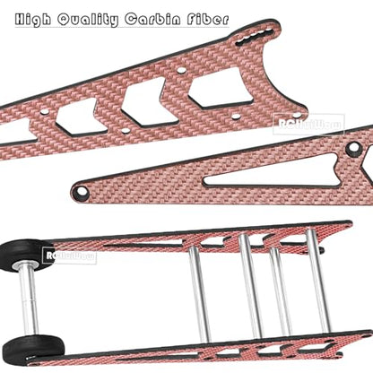 RC Wheelie Bar w/Mount Upgrades Part for 1/10 Slash Rustler Bandit 2WD(VXL),Carbon Fibre Wheelie Bar Kit Tail Wheel Head up Wheel Assembly Hops Up,Red - color: Red(1set)