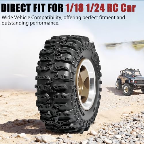 1.3" Beadlock Wheel Tires, Aluminum 1.3 Beadlock Wheels and Tires Upgraded 1.45-inch Wheel for for 1/24 SCX24 AX24 FCX24 1/18 TRX4M FMS RC Crawler Car Upgrade (Bronze) - color: Bronze