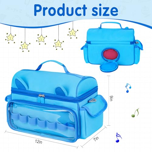 Carrying Case Compatible with Toniebox 2 & 1 Starter Set & Tonies Figures | Cute Storage Bag Fits for Tonies Characters, Headphones & Accessories, Travel Case with Clear Pocket & Speaker Window,Blue - color: Blue