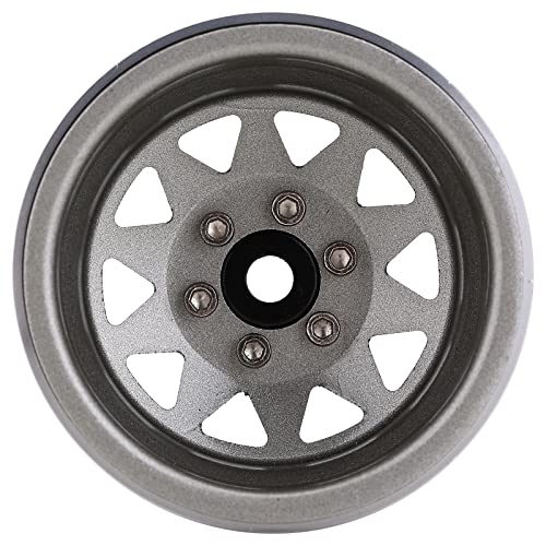 INJORA 1.9 Beadlock Wheel Rim Hub 4pcs Metal Rims for 1/10 RC Crawler Car TRX4 Axial SCX10 90046 VP VS4-10 Redcat Gen 8 7(Grey) - color: Grey