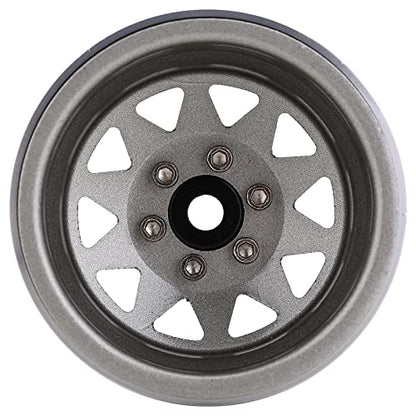 INJORA 1.9 Beadlock Wheel Rim Hub 4pcs Metal Rims for 1/10 RC Crawler Car TRX4 Axial SCX10 90046 VP VS4-10 Redcat Gen 8 7(Grey) - color: Grey