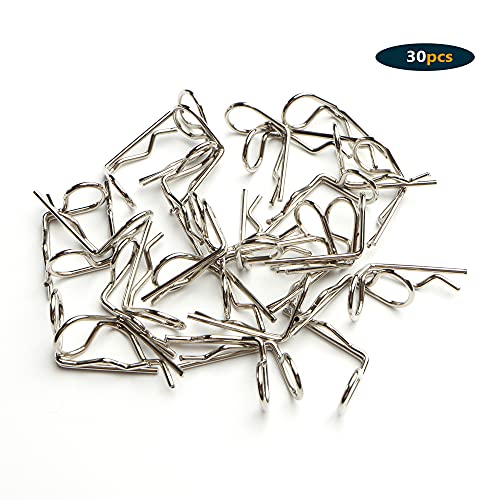 30-Pack 90-Degree Angle Body Clips Bent Springy Pins for All 1/10 Scale Model Car Truck Crawler Truck(Silver) - color: Silver, size: 1.2mm