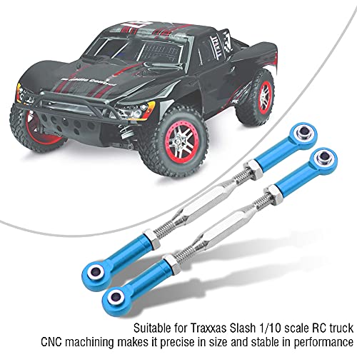 Al - Alloy Steering Linkage Rods, CNC Precision Machined & Anodized Surface Treatment, Durable and Easy Install Remove RC Accessories for Slash 1/10 RC Truck (SLA013B Blue)
