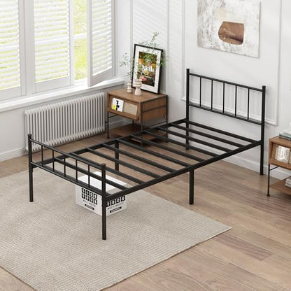 DIIYIV Twin Metal Bed Frame,Steel Slat Support,Noise Free,Easy Assembly | Twin Size Bed,Mattress Foundation,Underbed Storage,No Box Spring Needed - size: Twin