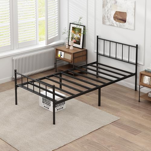 DIIYIV Twin XL Metal Bed Frame,Steel Slat Support,Noise Free,Easy Assembly | Twin XL Size Bed,Mattress Foundation,Underbed Storage,No Box Spring Needed - size: Twin XL
