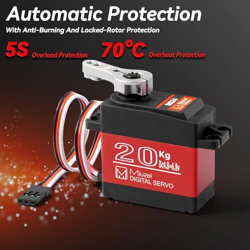 20KG Servo Motor High Torque Metal Gear Digital for 1/10 RC Car 4Pcs | 22.8 kg·cm Torque @6.8V, DS3218, 270 Degree Waterproof Standard Steering with 25T Horn for RC 1/8 Crawler Robot Truck Boat.