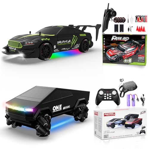 1/16 RC Drift Car 2.4Ghz 4WD Remote Control Cars with Spray & Led Lights 1/28 Scale Gesture Sensing RC Stunt Cars Toys for 6-12 Years Old Boys Girls