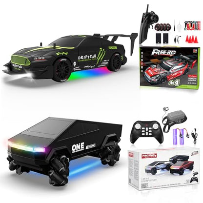 1/16 RC Drift Car 2.4Ghz 4WD Remote Control Cars with Spray & Led Lights 1/28 Scale Gesture Sensing RC Stunt Cars Toys for 6-12 Years Old Boys Girls