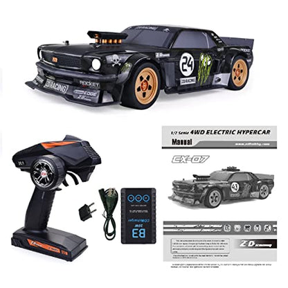 1/7 4WD Brushless RC Monster Truck, 1900KV Motor 150A ESC Metal Gear Servo, CNC Aluminum Adjustable Shocks, 2.4GHz RTR Hobby Off Road Remote Control Truck for Adults 14+（Without Battery） - color: Black