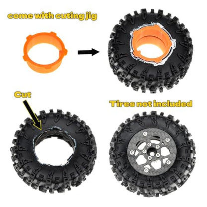 1.6" (40.6mm) Super Wheels, Carbon fibre Beadlock Wheel fit for SCX24 TRX4M FCX24 FCX24M CR18P 1/24 1/18 RC Crawlers Upgrade, Style A, Standard - color: Black, size: Style A