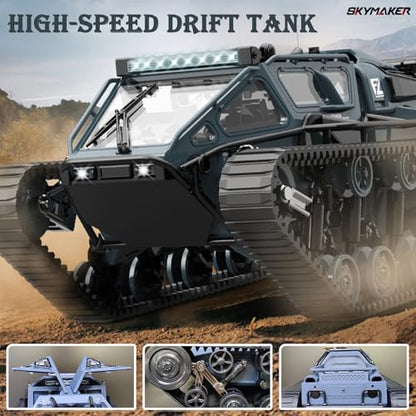 RC Tank Car 2.4Ghz Military Off Road Remote Control Crawler | RTR Ripsaw with 360°Rotation Dual Motor Gearbox Proportional Control Drift for Adult Birthday Gifts - color: Camouflage