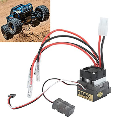 360A Waterproof Brushed ESC with Fan for 1/10 RC Crawler, Remote Return to Neutral Position, Off-Road Vehicles, 1.85x1.34x1.65in