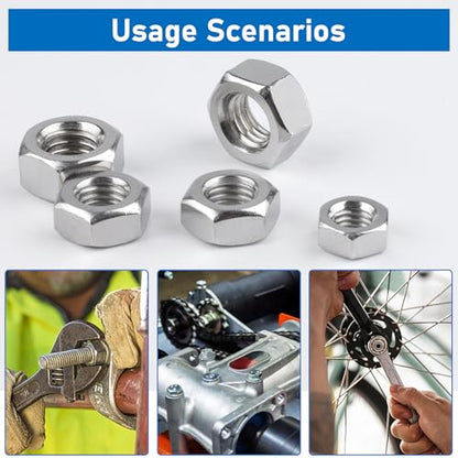 Hex Nuts, 200 Pack M3 304 (A2-70) Stainless Steel Hardware Nuts,Standard Inch Coarse Thread Nuts - color: Silver, size: M3