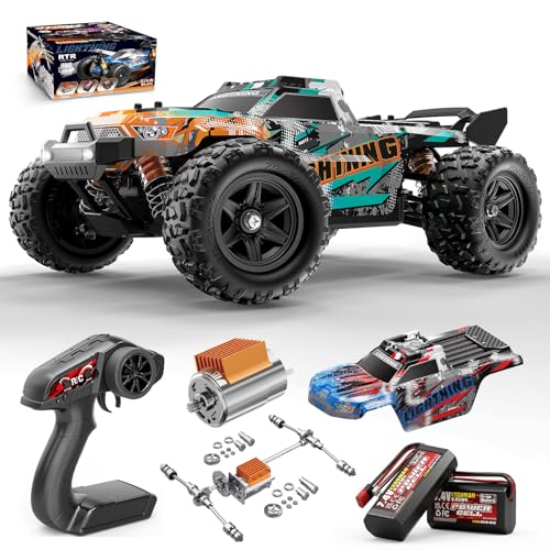 RC Cars 1:18 4WD High Speed Off-Road RC Truck 40 KM/H, Remote Control Car with Waterproof ESC, 2 Rechargeable 7.4V 1300mAh Batteries, Dual Body Shells, for Adults & Kids, Great Gifts for Outdoor Fun