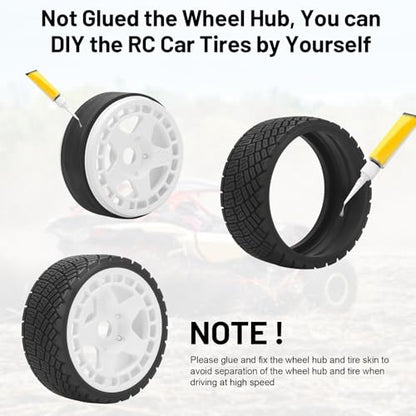 1/8 1/7 RC On Road Tires, daitoku 17mm Hex RC Car Tires and Wheels for 1/8 1/7 ARRMA Losi Kyosho GT2 W10 Tamiya HPI WR8 HSP - White