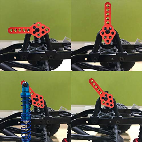 4Pcs Metal CNC RC Car Shock Absorber Mount Adjust Height Angle Stand for Axial SCX10 90046 D90 D110 SCX10III RC Crawler (Red) - color: Red