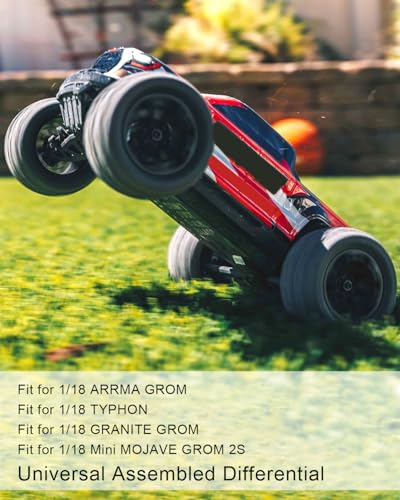 Universal Assembled Differential 30T 0.8Mod Fit for 1/18 ARRMA GROM Typhon Granite GROM Mini Mojave GROM 2S Replace ARA311177 ARA311177V2, 2Pcs Silver/Red
