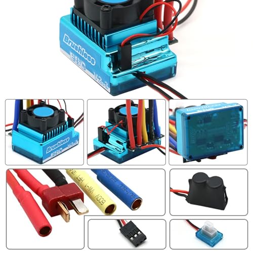 RC Car Brushless ESC, 80A Electronic Speed Controller, Waterproof Brushless ESC for 1/10 RC Car, Boat, Aluminum Alloy, Plastic