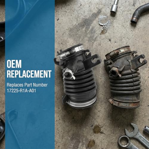 Car Air Cleaner Intake Hose Tube, OEM# 17225-R1A-A01 Replaces Part Vehicle Engine Air Intake Hose with 3 Clamps, Automotive Replacement Accessories, Compatible with Civic ILX
