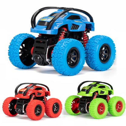 LODBY Monster Trucks Toys for Boys - Toddler Push and Go Truck Race Cars for Kids Party Favors Ages 2-4 3-5, Flip Stunt Car Toys for 2 3 4 5 6 Year Old Boy Birthday Gifts - style: Flame