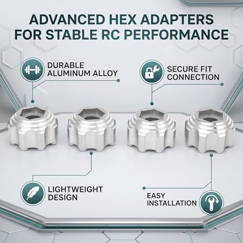 VBESTLIFE RC Wheel Hex Adapters 8x32 to 17mm Conversion for Electric RC Car Truck 3.8in Wheels, Aluminum Alloy Silver Upgrade for Improved Stability and Reduced Vibration - color: Silver Color