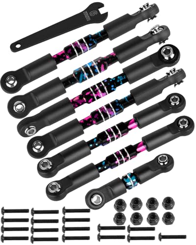RC Alloy Turnbuckles Camber Links Upgrades Part for 1/10 Slash 4WD(VXL),Rustler 4WD(VXL),Stampede 4WD(VXL),Bandit 4WD(VXL),Hoss 4WD(VXL) Adjustable Tie Rods & Turnbuckles Hops Up,Rainbow - color: Rainbow-1set