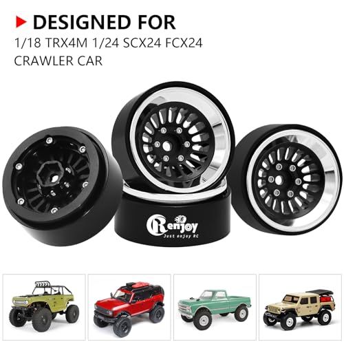 1.3" Beadlock Wheel CNC Aluminium Wheel Rim for TRX4M SCX24 1/24 1/18 RC Crawler Car Upgrade
