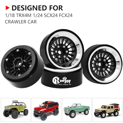 1.3" Beadlock Wheel CNC Aluminium Wheel Rim for TRX4M SCX24 1/24 1/18 RC Crawler Car Upgrade