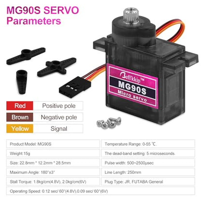 MG90S 9g Metal Gear Micro Servos, 4-Pack | Compact 9g servos with metal gears for RC models, robot joints and Arduino-compatible motion-control projects. - style: 4PCS