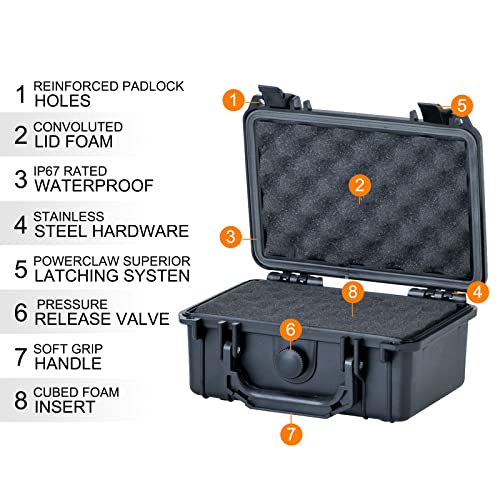 MEIJIA Portable All Weather IP67 Waterproof Protective Case, Hard Case,Camera Case With Customizable Foam,Fit Use of Drones, Cameras,Equipments (Black, 8.12x6.56x3.56inches) - color: Black, size: 8.12 x 6.56 x 3.56 inches