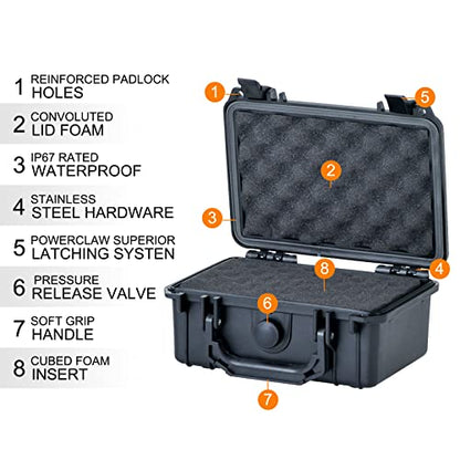 MEIJIA Portable All Weather IP67 Waterproof Protective Case, Hard Case,Camera Case With Customizable Foam,Fit Use of Drones, Cameras,Equipments (Black, 8.12x6.56x3.56inches) - color: Black, size: 8.12 x 6.56 x 3.56 inches