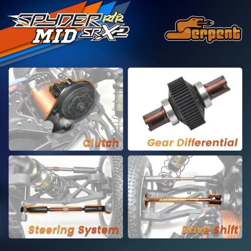 Serpent 1:10 Brushless RC Cars for Adults, 2WD Buggy, High Speed, Long Life | High-Performance, Off-Road, RTR Oil Filled Shocks Remote Control Racing Car, Battery and Charger Excluded (SRX-2 MM)