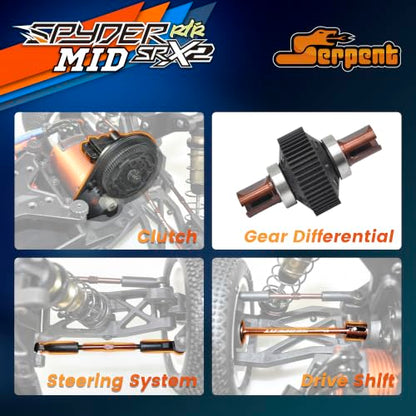 Serpent 1:10 Brushless RC Cars for Adults, 2WD Buggy, High Speed, Long Life | High-Performance, Off-Road, RTR Oil Filled Shocks Remote Control Racing Car, Battery and Charger Excluded (SRX-2 MM)