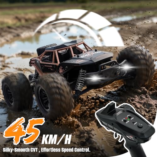 1:16 RC Cars for Adult,45km/h 4WD Off-Road Remote Control Car All-Terrain Fast RC Truck with Two 1500mAh Batteries - color: Orange